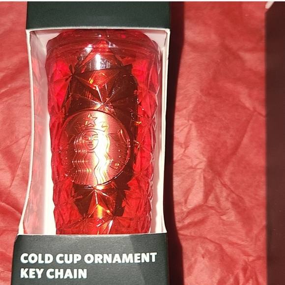 5/$25 NIB Starbucks Cold Cup Red Diamond prism Christmas ornament keychain - Picture 2 of 5